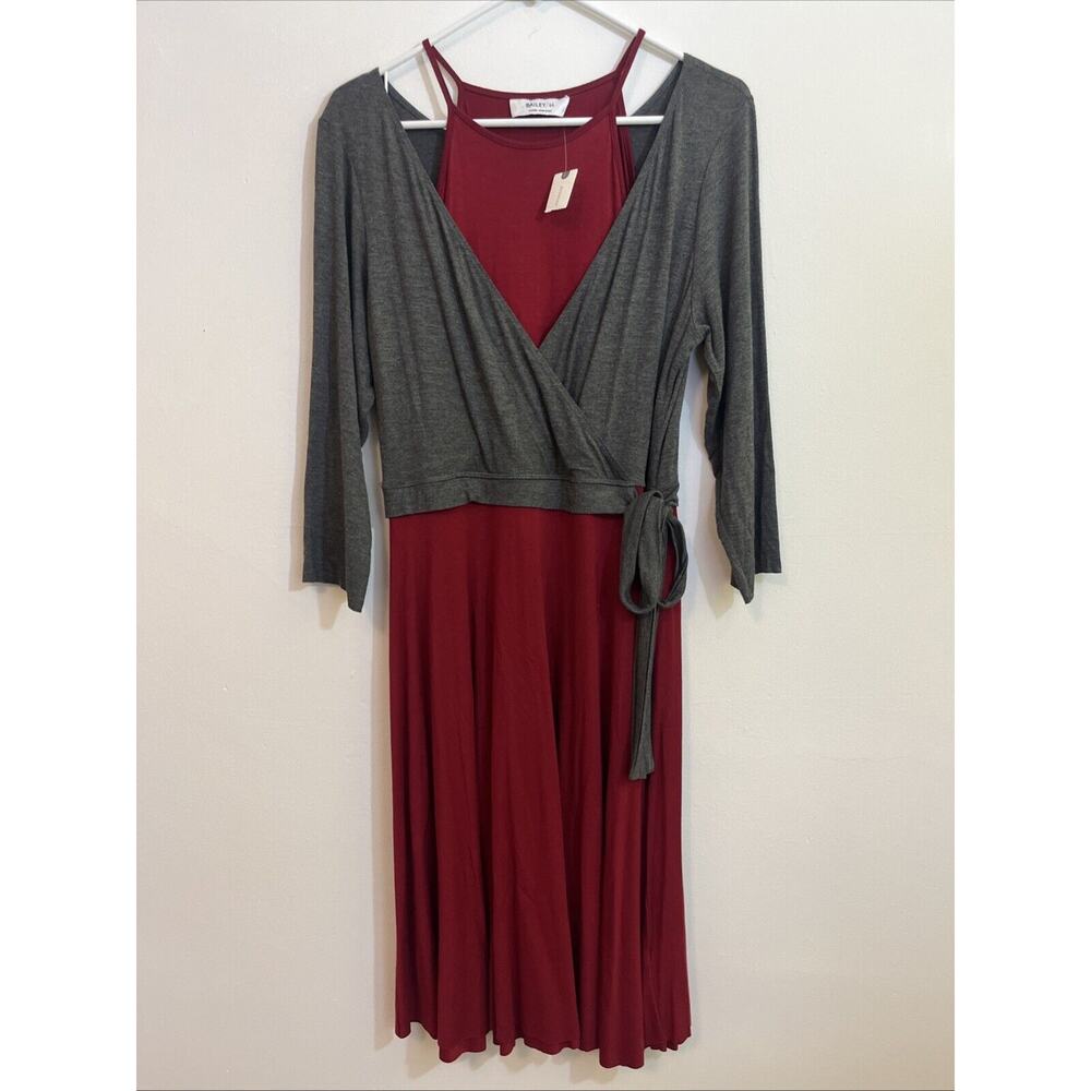 Bailey 44 Gray and Red Midi Dress